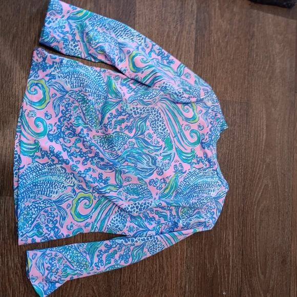 Lilly Pulitzer Kids Swim Rashguard - Pink and Blue Sz 7 - Picture 4 of 4
